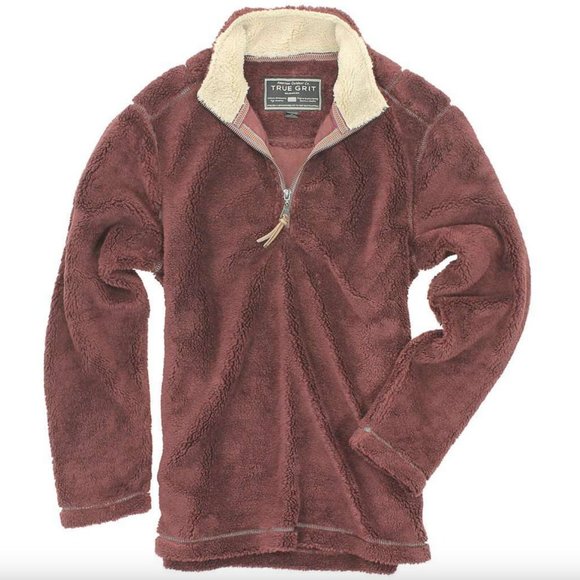 True Grit Pebble Pile Pullover 1/2 Zip in Vintage Wine Size Medium - Picture 1 of 8